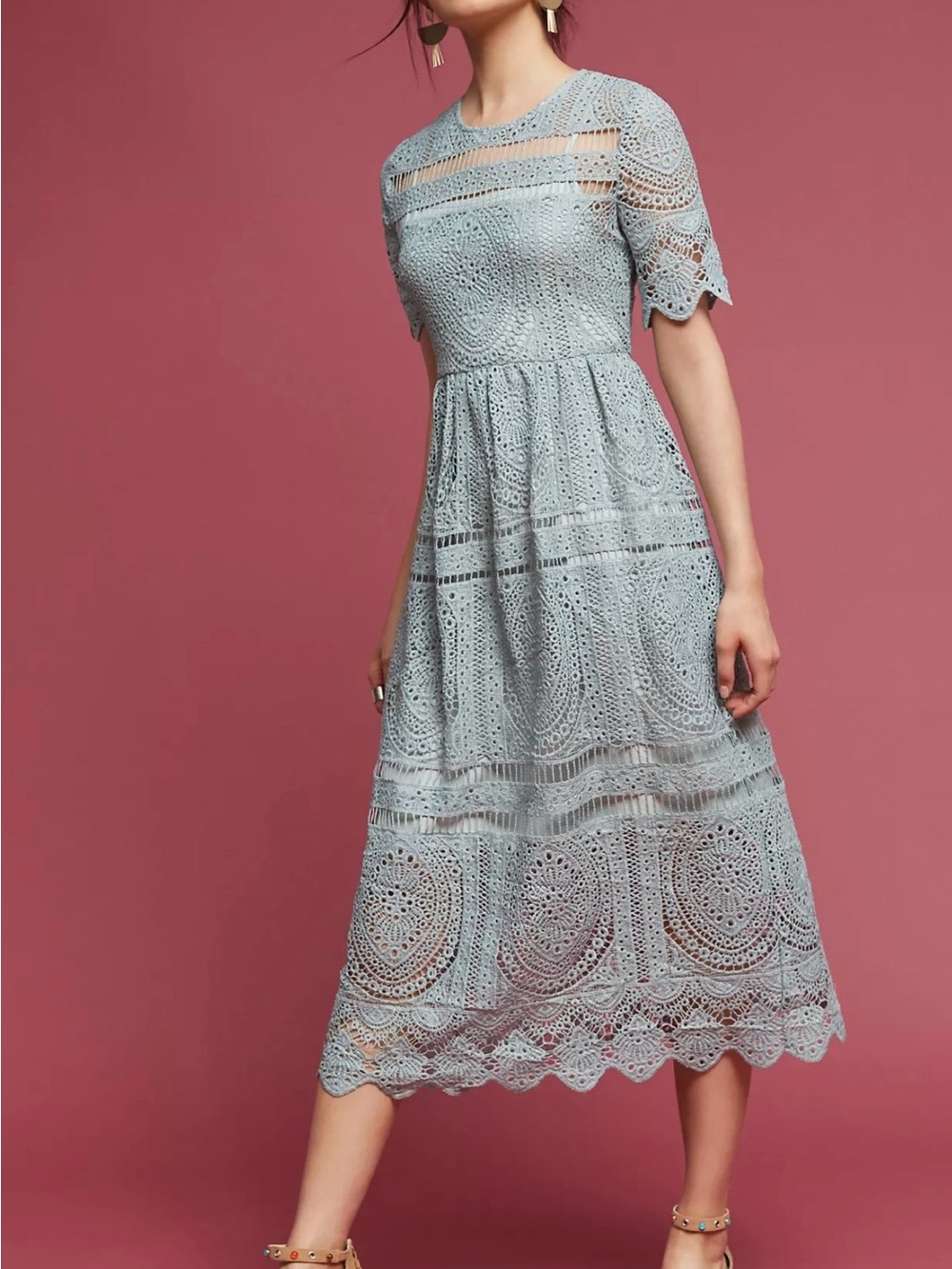 Mint Lace Midi Dress